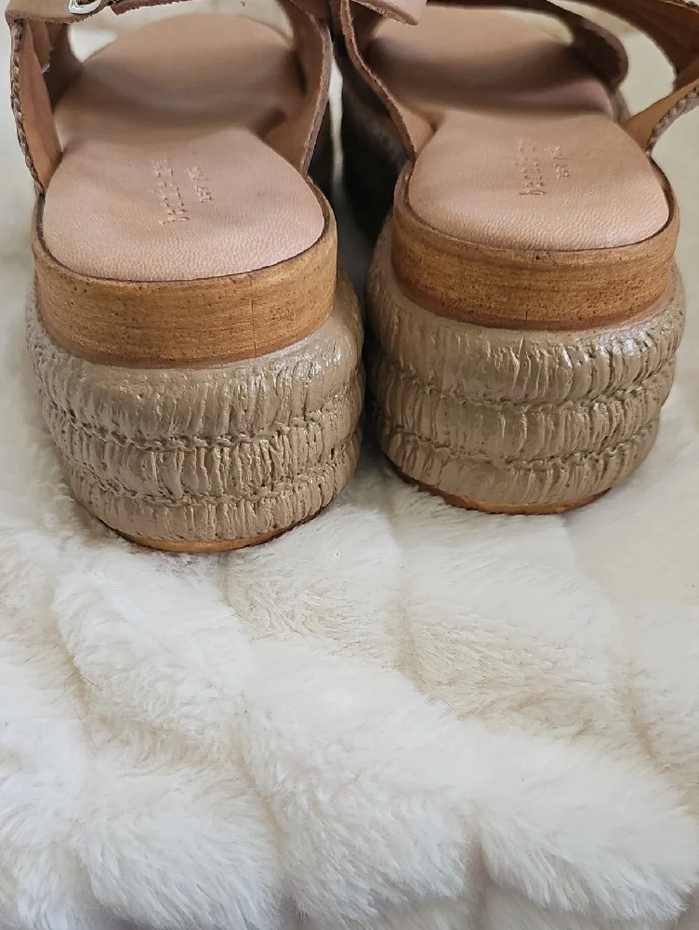 bernie mev PREMIUM Made In Italy Braided Slingback Platform Sandals in Tan